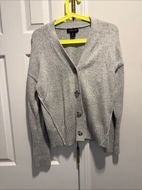 Rachel Zoe Heather Gray Button-Front V-Neck Cardigan